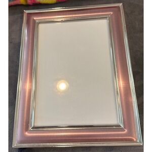 Fetco Home Decor 5x7 Picture Frame Pink Silver Brushed Metallic Tabletop Wall